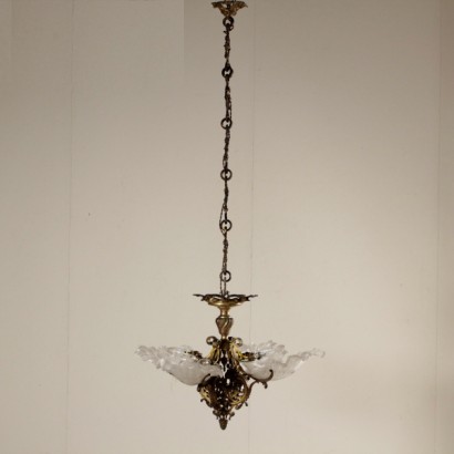 Bronze and Glass Ceiling Lamp