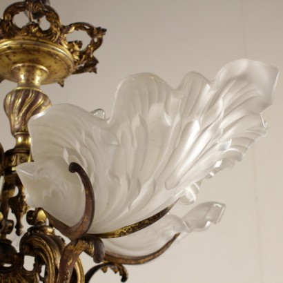 Bronze and Glass Ceiling Lamp - detail