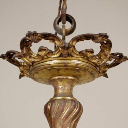 Lustre Vintage en Bronze et Verre