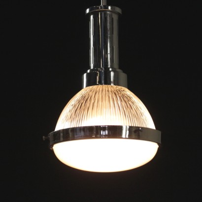 di mano in mano, lampadario soffitto, lampadario metallo cromato, lampadario vetro, lampadario modernariato, lampadario italia