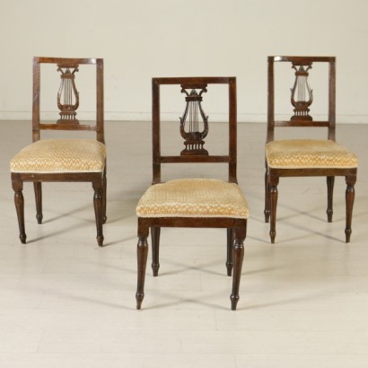Gruppo di tre sedie neoclassiche