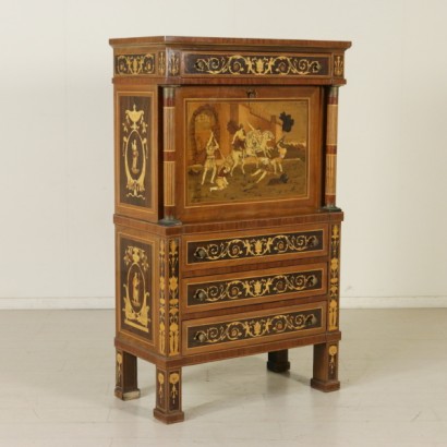 dimanoinmano, secretaire antica, secretaire antiquariato, secretaire in stile, secretaire del 900, secretaire intarsiata, mobile antico, mobile antiquariato, bottega del 900, mobile in stile,