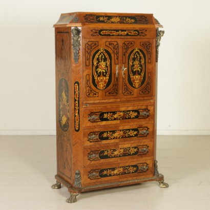 dimanoinmano, secretaire antica, secretaire antiquariato, secretaire in stile, secretaire del 900, secretaire intarsiato, secretaire decorato, mobile antico, mobile antiquariato, bottega del 900, mobile in stile,