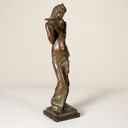 antiques, sculptures, antiques sculptures, ancient sculptures, ancient Italian sculptures, bronze statue, Giuseppe Siccardi statue, Giuseppe Siccardi, statue Young female figure, Young female figure, 1942, signed