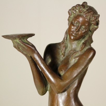 antiques, sculptures, antiques sculptures, ancient sculptures, ancient Italian sculptures, bronze statue, Giuseppe Siccardi statue, Giuseppe Siccardi, statue Young female figure, Young female figure, 1942, signed