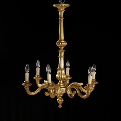 {* $ 0 $ *}, candelabro de madera, candelabro de madera tallada, candelabro dorado, candelabro de madera dorada, candelabro 900, candelabro mid-900, candelabro de 6 brazos, candelabro de seis brazos