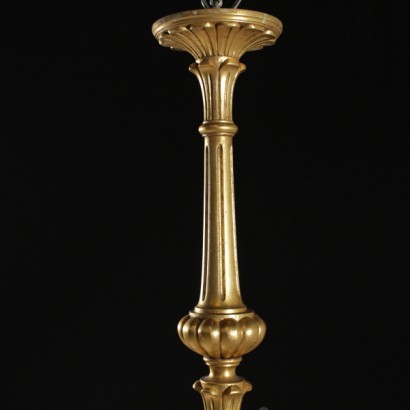 {* $ 0 $ *}, wooden chandelier, carved wooden chandelier, gilt chandelier, giltwood chandelier, 900 chandelier, mid-900 chandelier, 6-arm chandelier, six-arm chandelier
