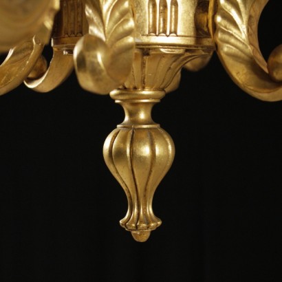 {* $ 0 $ *}, wooden chandelier, carved wooden chandelier, gilt chandelier, giltwood chandelier, 900 chandelier, mid-900 chandelier, 6-arm chandelier, six-arm chandelier