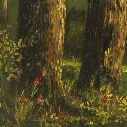 Paesaggio boschivo con figura
