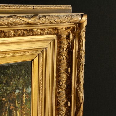 Paesaggio boschivo con figura - cornice