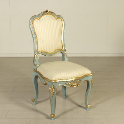 {* $ 0 $ *}, chaise antique, chaise vintage, chaise design, chaise aux lignes ondulées, chaise tapissée, chaise dorée, chaise laquée, chaise blanche, chaise 20e siècle, chaise 20e siècle