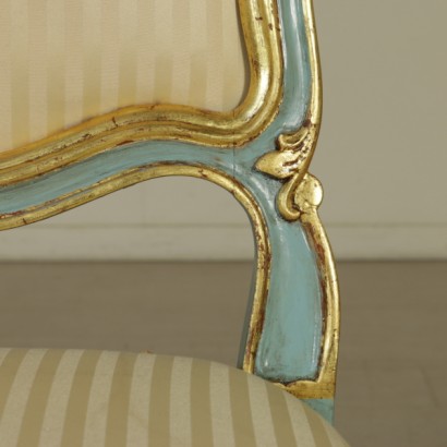 {* $ 0 $ *}, antique chair, vintage chair, designer chair, chair with wavy lines, upholstered chair, gilded chair, lacquered chair, white chair, 20th century chair, 20th century chair