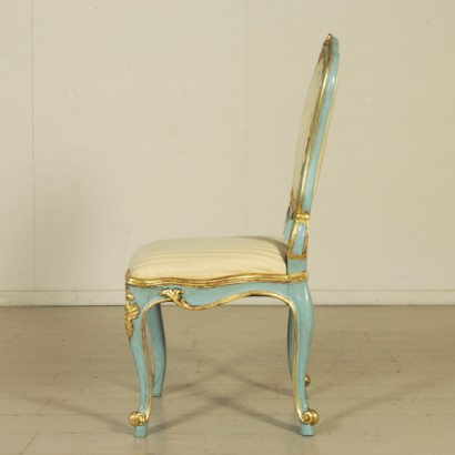 {* $ 0 $ *}, antique chair, vintage chair, designer chair, chair with wavy lines, upholstered chair, gilded chair, lacquered chair, white chair, 20th century chair, 20th century chair