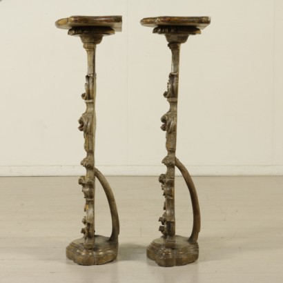 Pair of Small Gilded and Lacquered Consoles