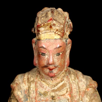 Group of three figures, wooden dignitaries of the chinese - particular