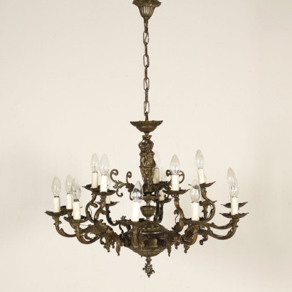 di mano in mano, lampadario in bronzo, lampadario con ninfe, lampadario 900, lampadario novecento, lampadario italia