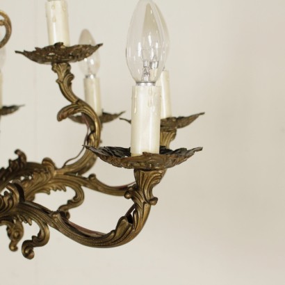 {* $ 0 $ *}, bronze chandelier, chandelier with nymphs, 900 chandelier, twentieth century chandelier, italian chandelier
