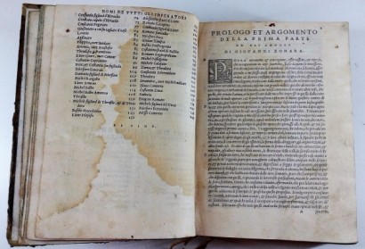 STOANT1000455_421651 Historia di Giovanni Zonara, Primo Consigliero, et Capitano della Guardia Imperiale di Costantinopoli, divisa in tre parti. Nella prima si tratta delle cose de gli Hebrei dal principio del mondo insino alla ruina di Gierusalem: nella seconda dell'origine de' Romani insino all'imperio del gran Costantino: nella terza de' fatti di tutti gl'imperatori dal Gran Costantino insino alla morte di Alesso Comneno. Onde si apprende vera notizia delle cose più memorabili avvenute in spatio di 6626 anni.