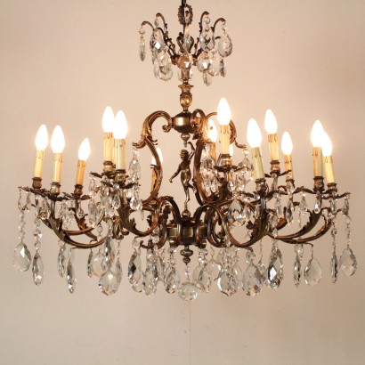 {* $ 0 $ *}, putto chandelier, all-round chandelier, round chandelier, multi-arm chandelier, 900 chandelier, twentieth century chandelier, italy chandelier, crystal chandelier