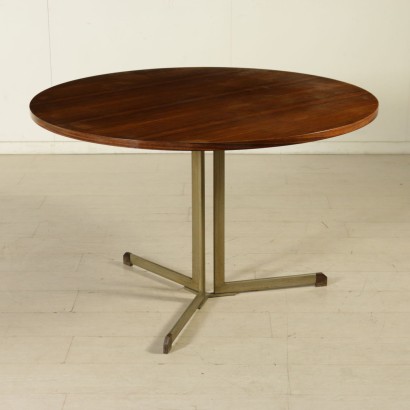 {* $ 0 $ *}, table plaquée, table palissandre, table métal chromé, table antique moderne, table italienne