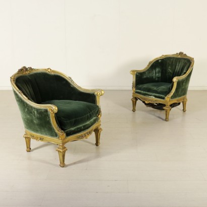 {* $ 0 $ *}, fauteuils sculptés, fauteuils ondulés, fauteuils laqués, fauteuils dorés, fauteuils polychromes, fauteuils capitonnés, 900 fauteuils, fauteuils XXe siècle, fauteuils italiens, fauteuils en bois laqué