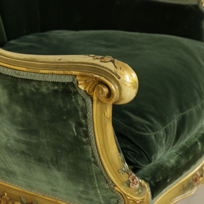 {* $ 0 $ *}, carved armchairs, wavy armchairs, lacquered armchairs, gilded armchairs, polychrome armchairs, upholstered armchairs, 900 armchairs, twentieth century armchairs, Italian armchairs, lacquered wood armchairs