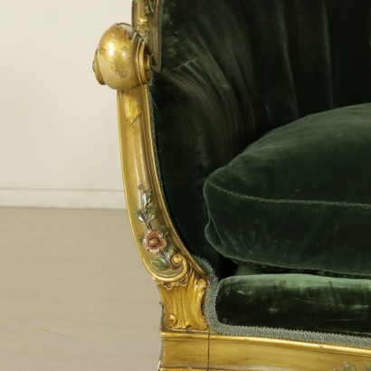 {* $ 0 $ *}, carved armchairs, wavy armchairs, lacquered armchairs, gilded armchairs, polychrome armchairs, upholstered armchairs, 900 armchairs, twentieth century armchairs, Italian armchairs, lacquered wood armchairs