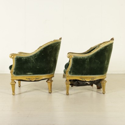 {* $ 0 $ *}, carved armchairs, wavy armchairs, lacquered armchairs, gilded armchairs, polychrome armchairs, upholstered armchairs, 900 armchairs, twentieth century armchairs, Italian armchairs, lacquered wood armchairs