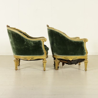 {* $ 0 $ *}, carved armchairs, wavy armchairs, lacquered armchairs, gilded armchairs, polychrome armchairs, upholstered armchairs, 900 armchairs, twentieth century armchairs, Italian armchairs, lacquered wood armchairs