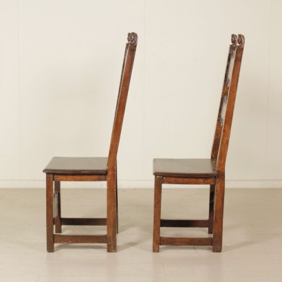 Pair of chairs carved