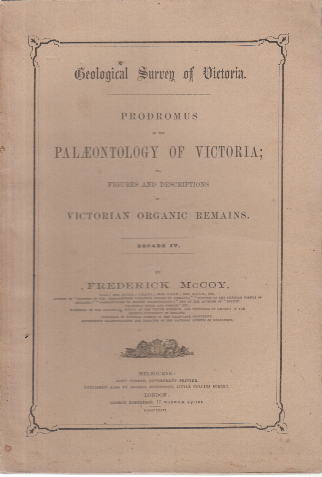 Servicio Geológico de Victoria. Pródromo del Pa, Frederick McCoy