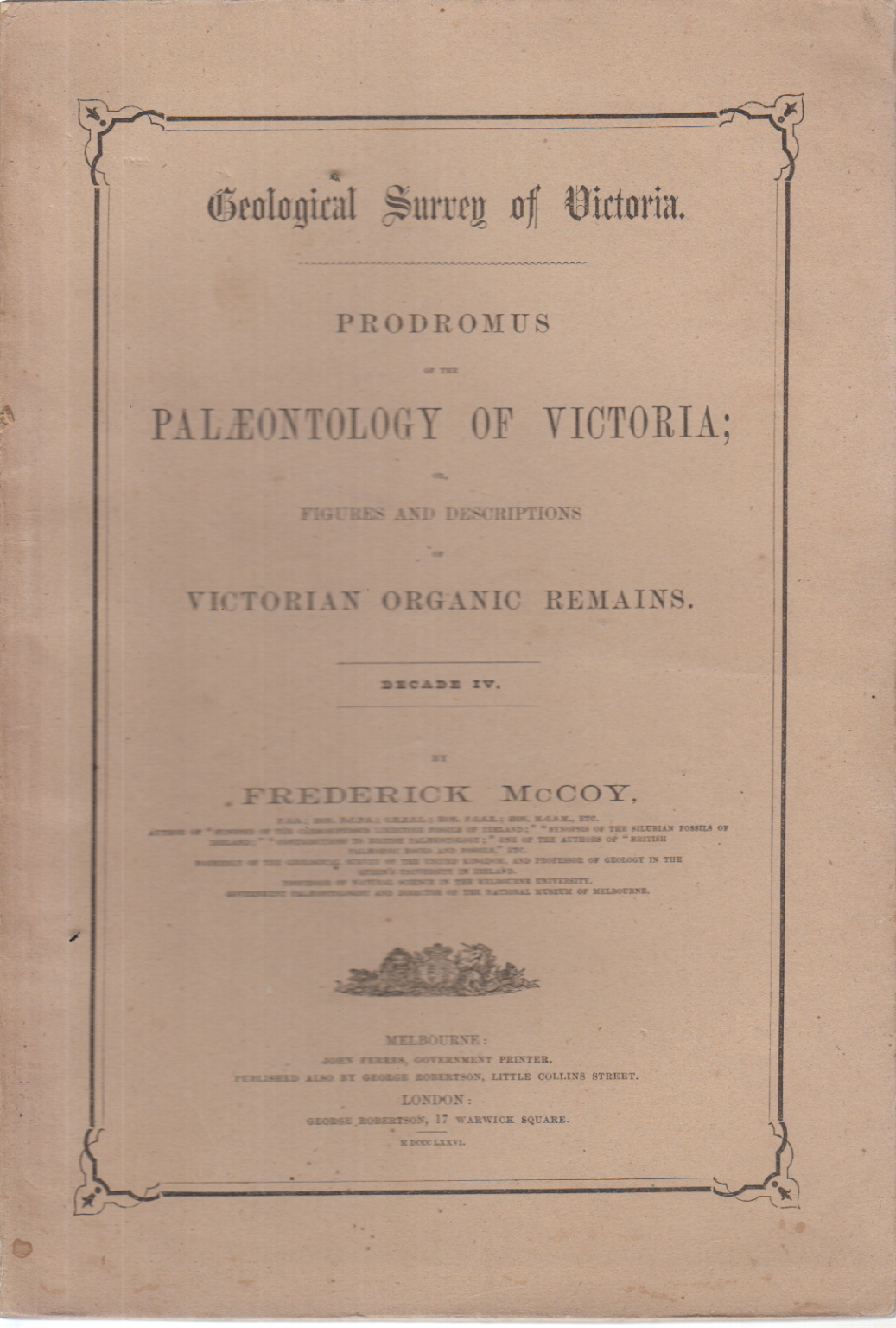 Geologische Untersuchung von Victoria. Prodromus des Pa, Frederick McCoy