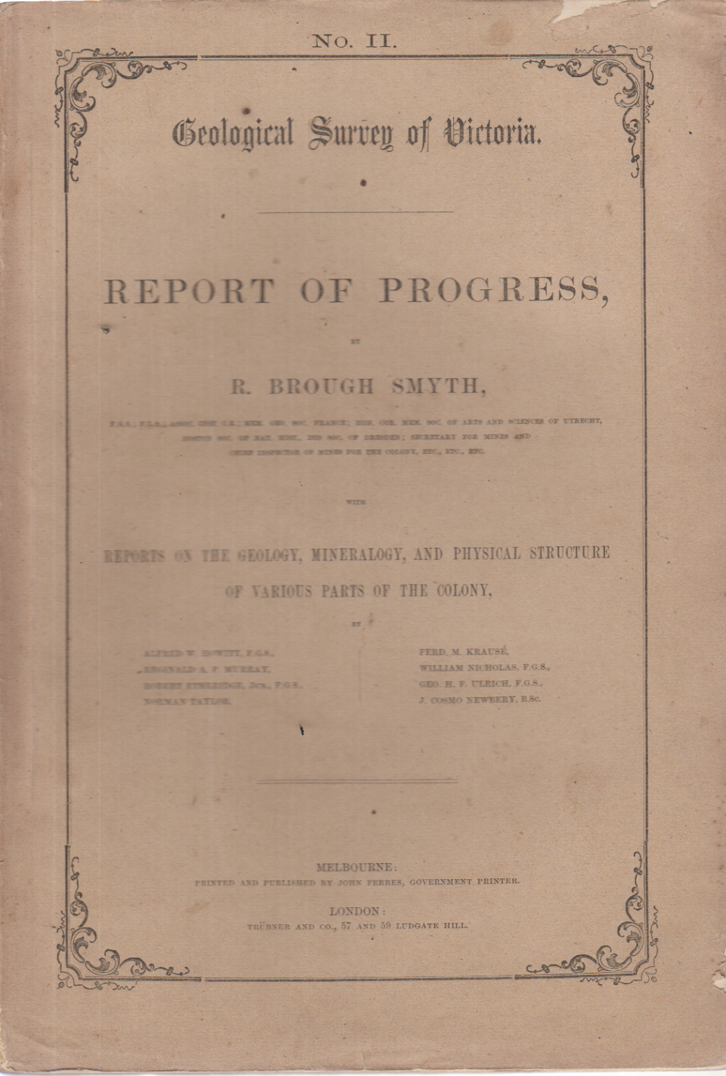 Geological Survey of Victoria. Report of progress, AA.VV.