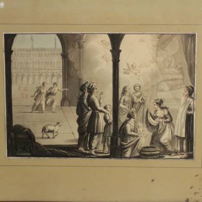 G. Antonio Sasso Group of 5 Drawings Italy XIX Century