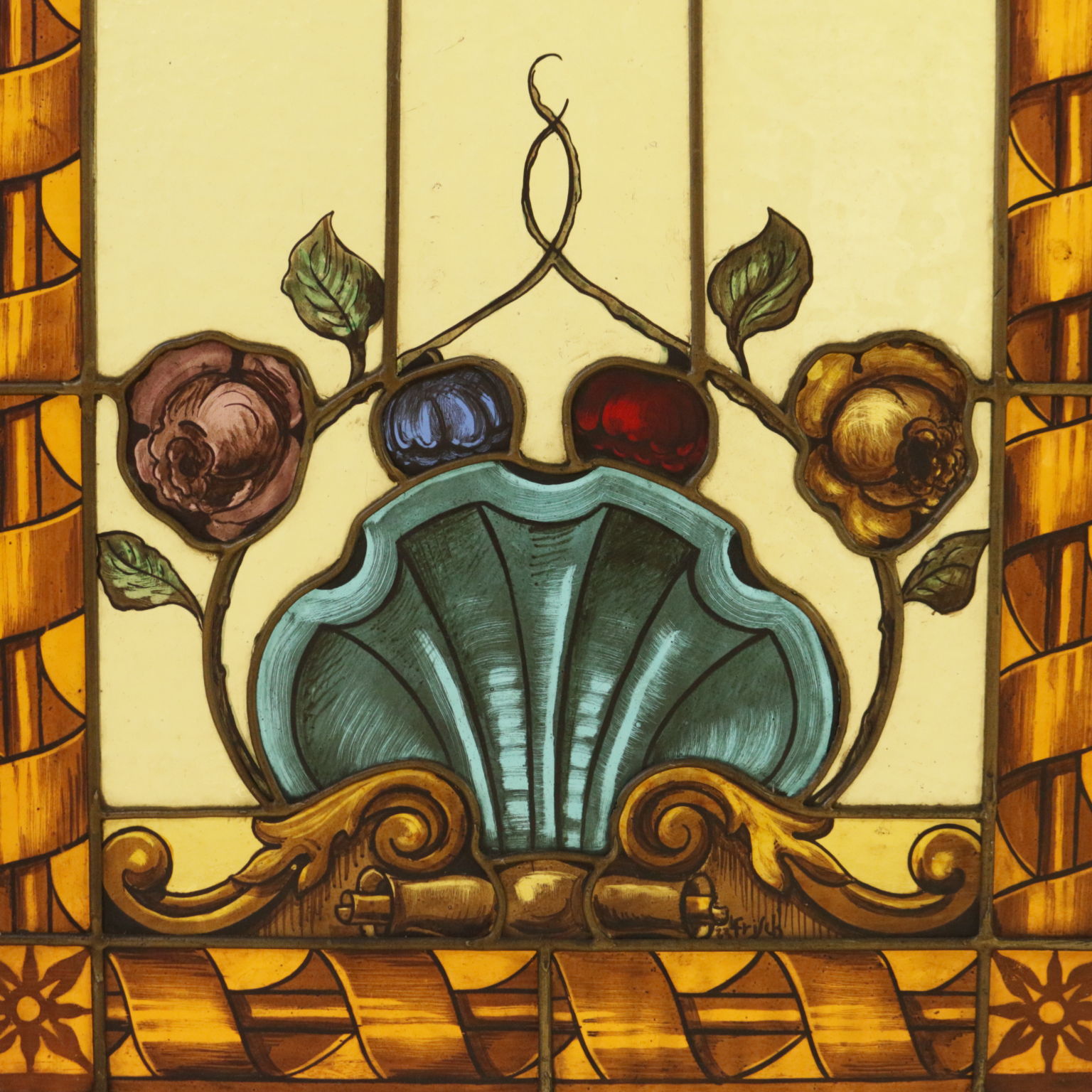 Coppia di vetrate Liberty, Bottega del 900, Liberty, dimanoinmano.it