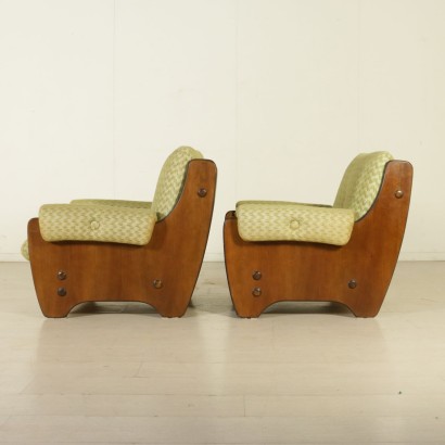 {* $ 0 $ *}, fauteuils 60's, fauteuils vintage, fauteuils modernes, paire de fauteuils, fauteuils noyer, 60's, mobilier vintage