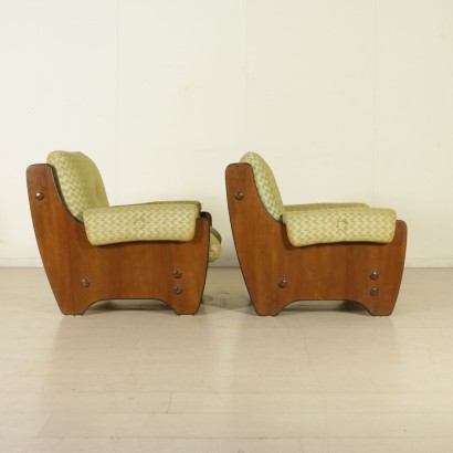 {* $ 0 $ *}, fauteuils 60's, fauteuils vintage, fauteuils modernes, paire de fauteuils, fauteuils noyer, 60's, mobilier vintage