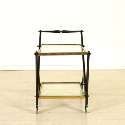 {* $ 0 $ *}, 50's trolley, 50's, service trolley, vintage service trolley, vintage trolley, modern trolley, ebony-stained trolley, Italian vintage, Italian modern antiques