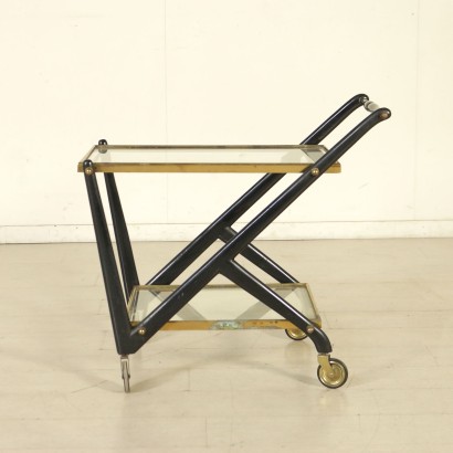 {* $ 0 $ *}, 50's trolley, 50's, service trolley, vintage service trolley, vintage trolley, modern trolley, ebony-stained trolley, Italian vintage, Italian modern antiques