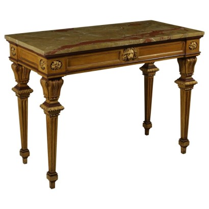 table, wall table, Neoclassical wall table, neoclassical table, neoclassical style, neoclassical style table, end 700 table, 700 table, antique table, antique table, lacquered table, lacquered wood table, marble top, macchiavecchia marble, macchiavecchia, { *$0$*}, anti-conline