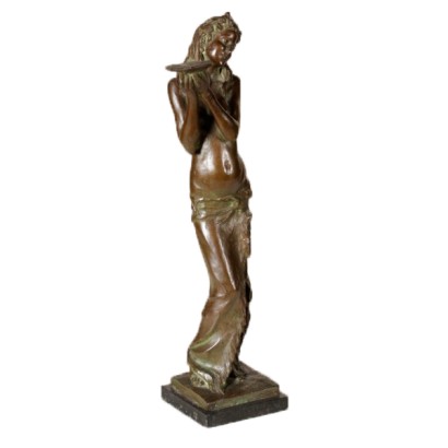 antiquités, sculptures, sculptures d'antiquités, sculptures anciennes, sculptures italiennes anciennes, statue en bronze, statue de Giuseppe Siccardi, Giuseppe Siccardi, statue Jeune figure féminine, Jeune figure féminine, 1942, signé