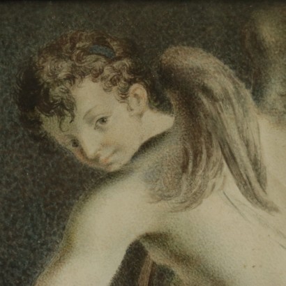 Cupid Building a Bow, Painting on Parchment Paper, 1765