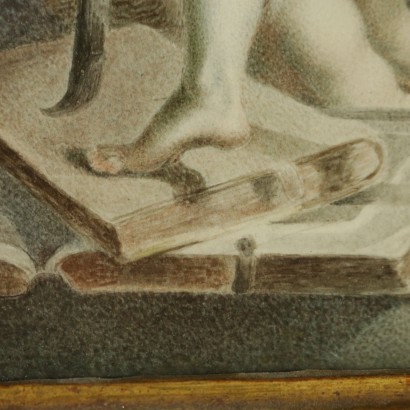 Cupid Building a Bow, Painting on Parchment Paper, 1765