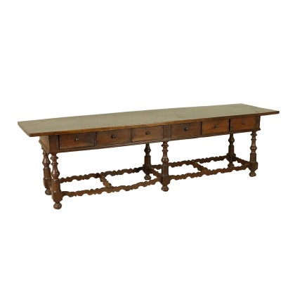 Grand Table en Style Rénaissance Noyer Italie Début '700