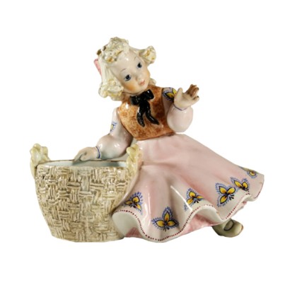 antiquités, antiquité, Céramique, céramique ancienne, Jeune fille avec panier, # {* $ 0 $ *}, #antiques, # antichità, #ceramica, #CeramicaAntica, #Fanciullaconcesta, #madeinItaly