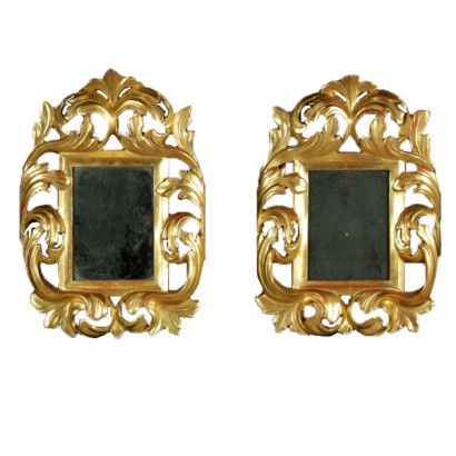 Pair of golden frames with mirror