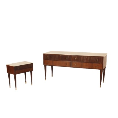 Kommode, Nachttisch, Paolo Buffa, furniertes Holz, Palisander, Marmor, Messing, made in Italy, #modernariato, #mobilio, # {* $ 0 $ *}