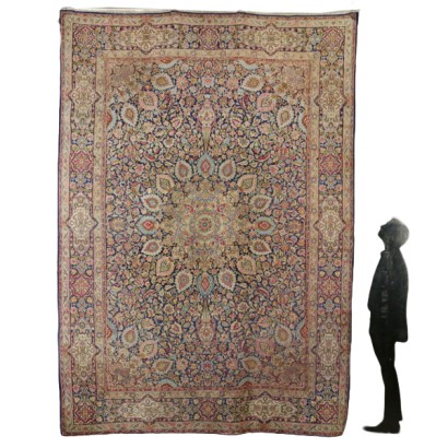 antigüedad, alfombras, alfombras antiguas, alfombras antiguas, Kerman, Irán, alfombra de algodón, alfombra de lana, alfombra de nudo medio, alfombra de los años 50-60
