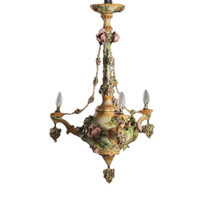 di mano in mano, lampadario in ceramica, lampadario antico, lampadario antiquariato, lampadario di antiquariato, lampadario 900, lampadario metà 900