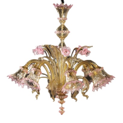 {* $ 0 $ *}, lustre, lustre de murano, lustre en verre, verre ambré, lustre en verre de murano, lustre antique, lustre antique, lampe 800, lustre à huit bras, huit bras